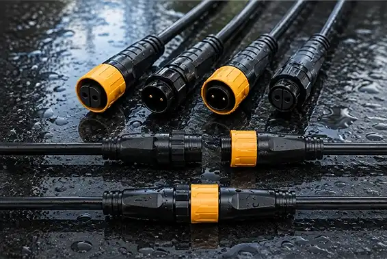 What are P20 push-lock waterproof connectors used for?